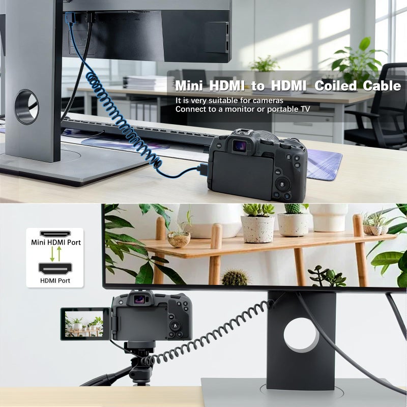 Duttek 4K Mini HDMI to HDMI Coiled Cable 1FT-4FT, Ultra-Thin HDMI to Mini HDMI Cable Support 4K Ultra HD, 1080p, 3D,for Projector, Monitor, Camcorder - Image 2